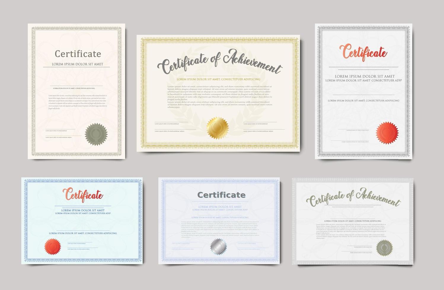 Vector realistic template  of two certificates.