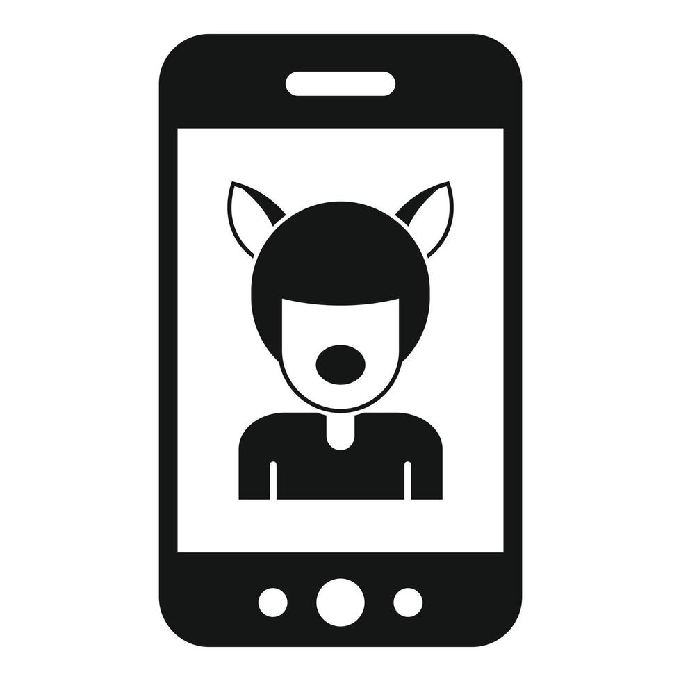 Selfie mask animal icon, simple style vector