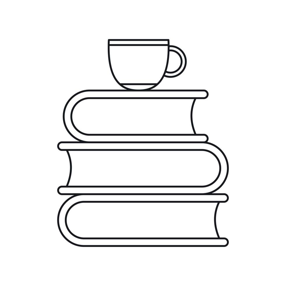 Stack of books and white cup icon vector