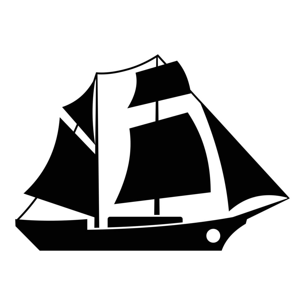 icono de excursión en barco, estilo negro simple vector