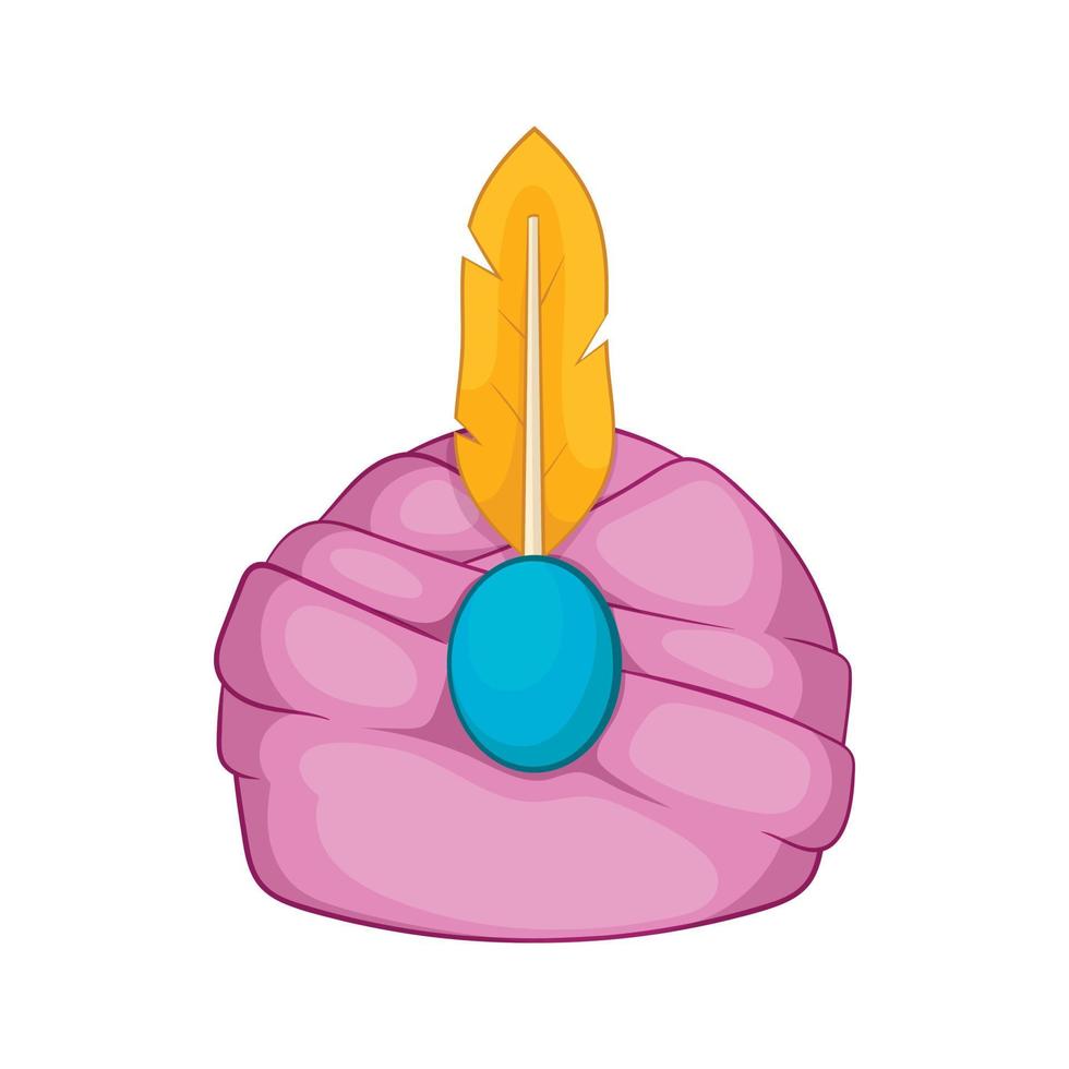 Indian headgear turban with feather icon vector