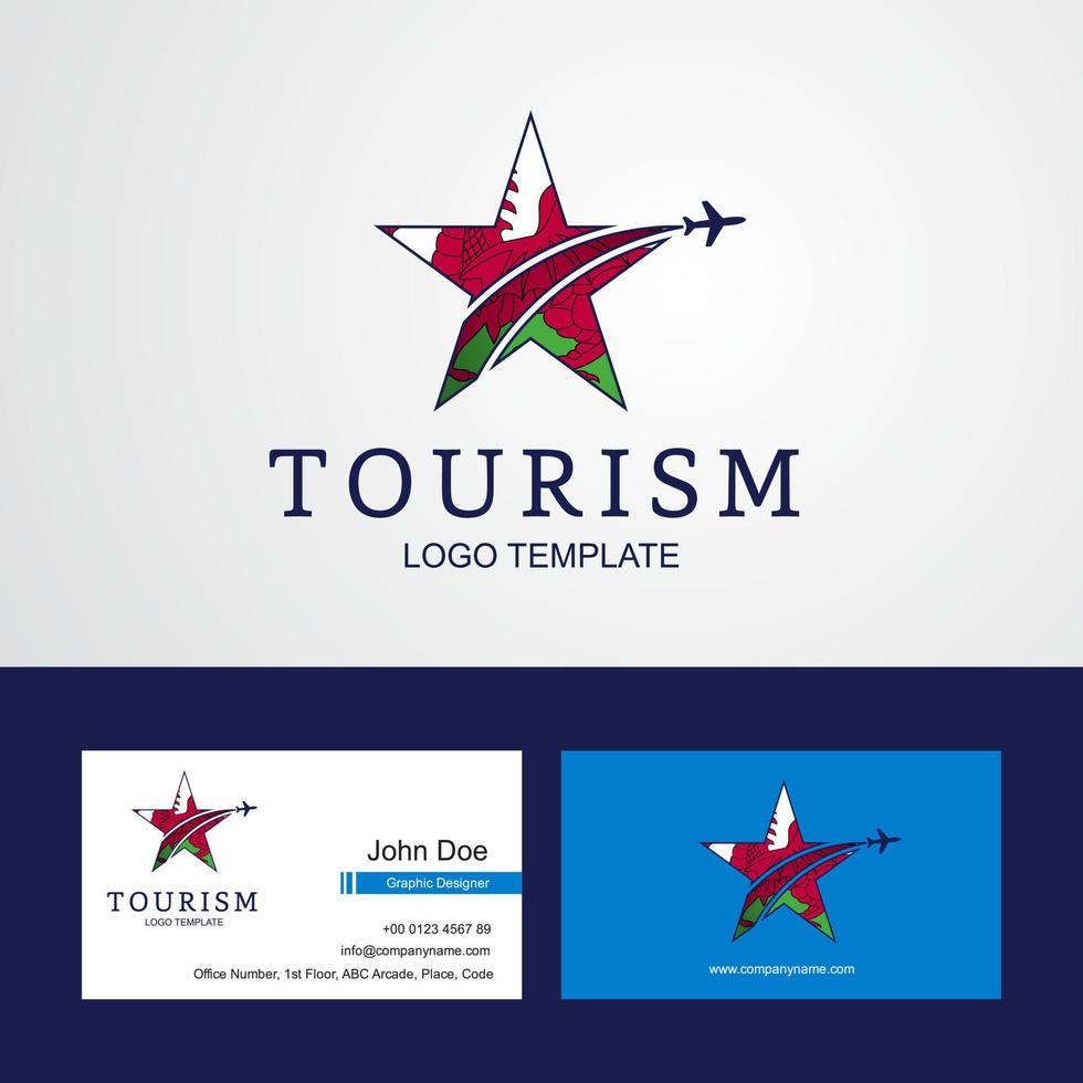 Travel Wales flag Creative Star Logo and Business card design vector