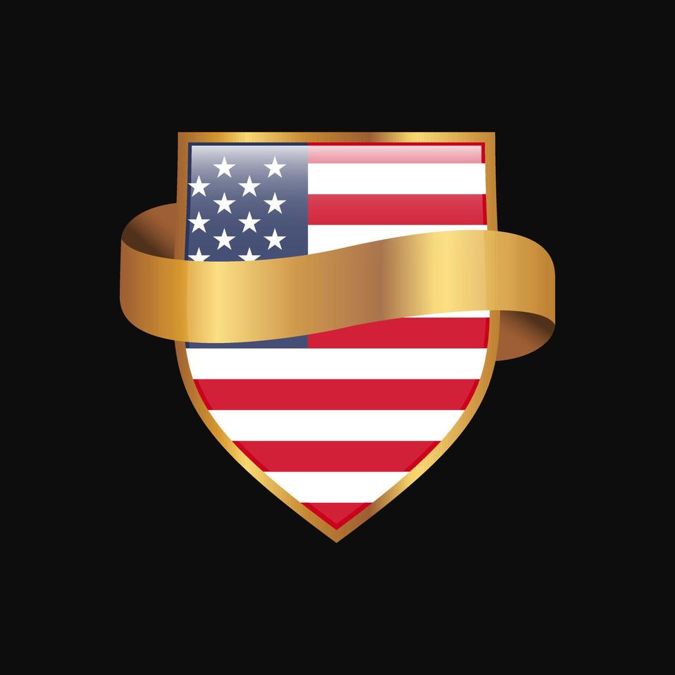 vector de diseño de insignia de oro de bandera de estados unidos de américa