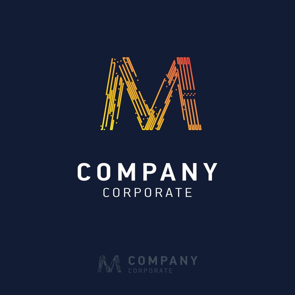 M company logo design with visiting card vector