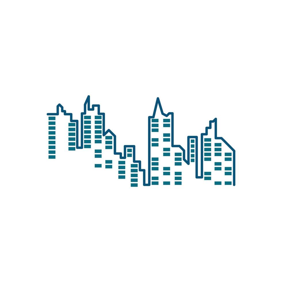 Modern city skyline illustration in flat design vector