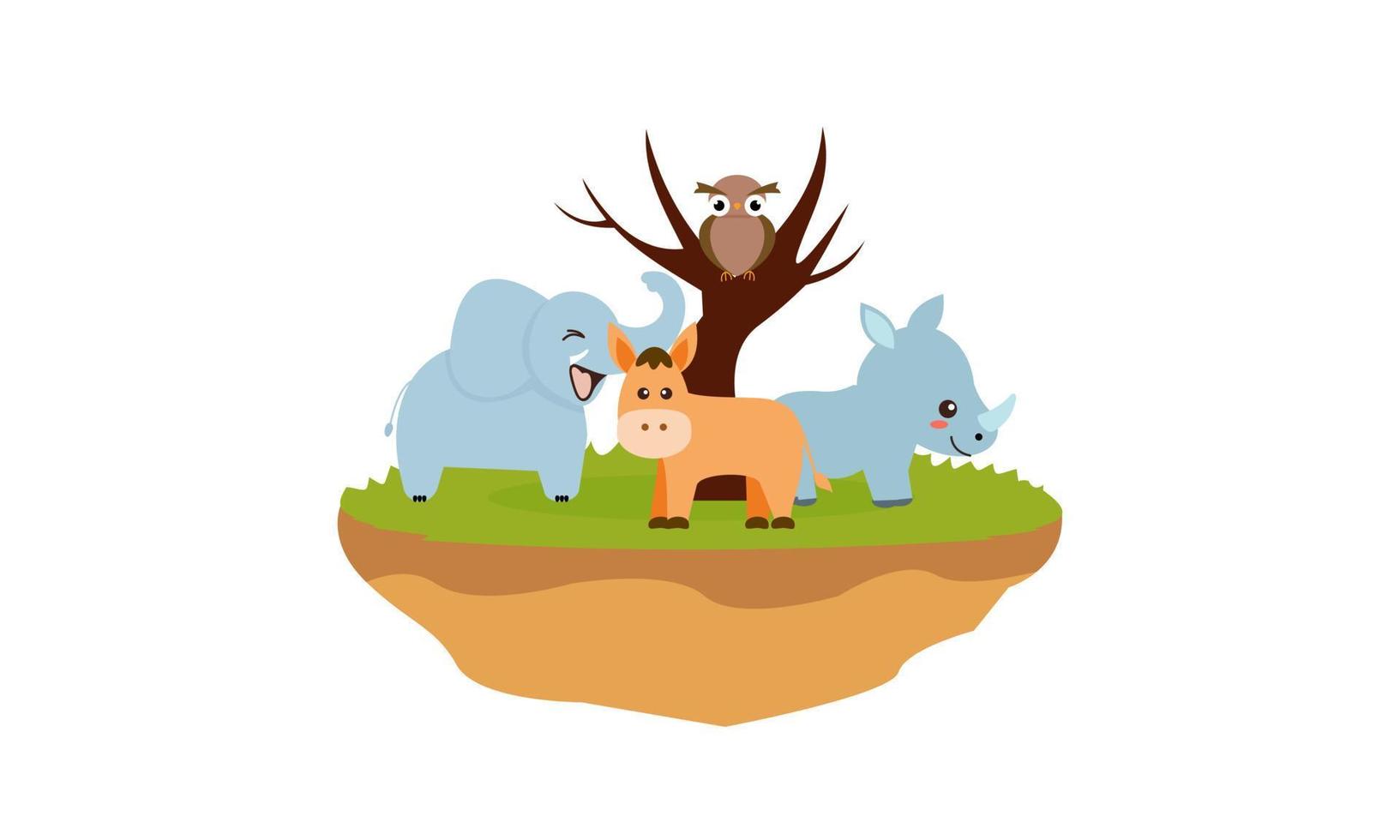 Cute jungle animals in cartoon style, wild animal, zoo designs for background illustration vector