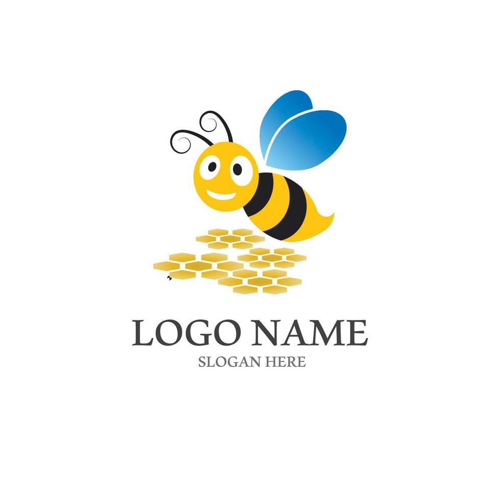 abeja logo vector icono ilustración