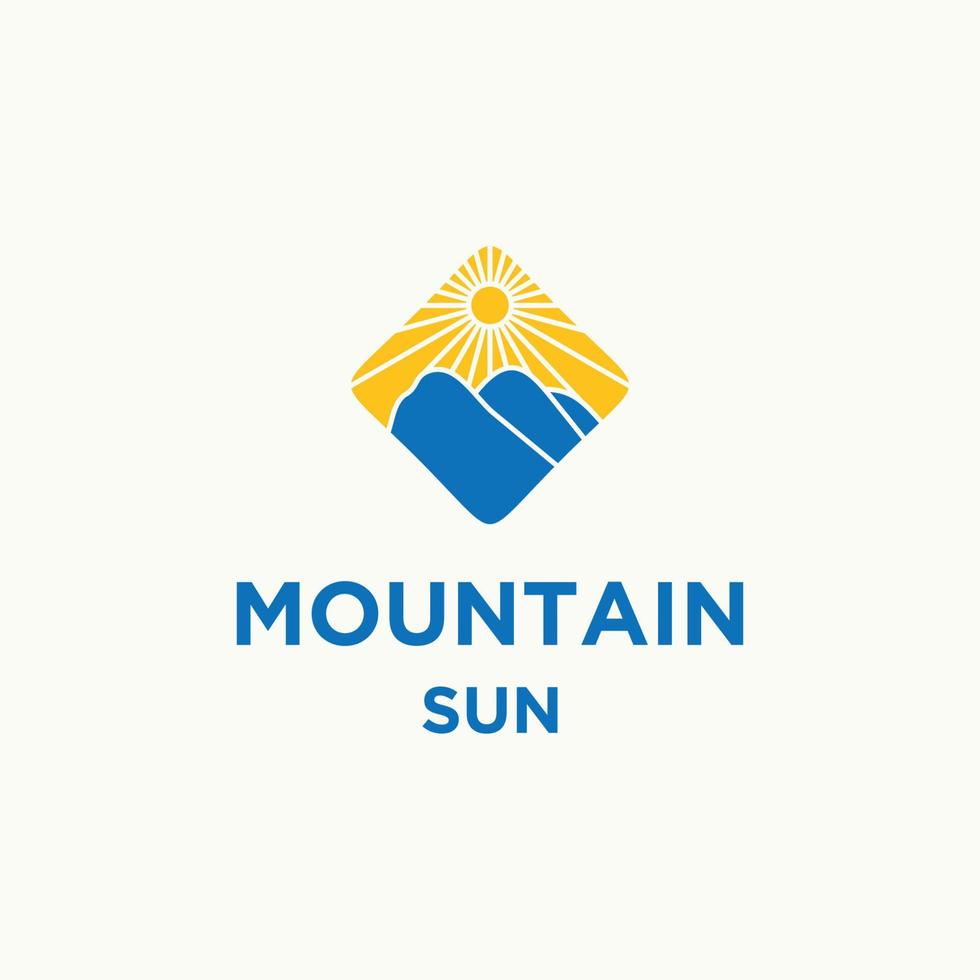 Mountain sun logo icon design template vector