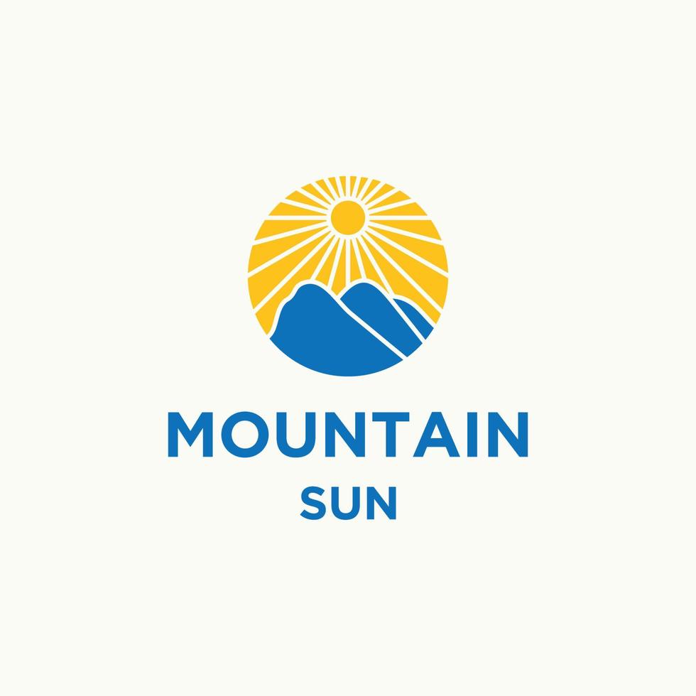 Mountain sun logo icon design template vector