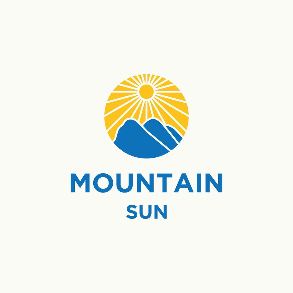 Mountain sun logo icon design template vector