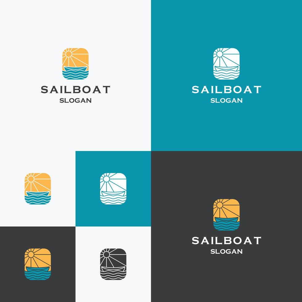 Sailboat logo icon flat design template vector