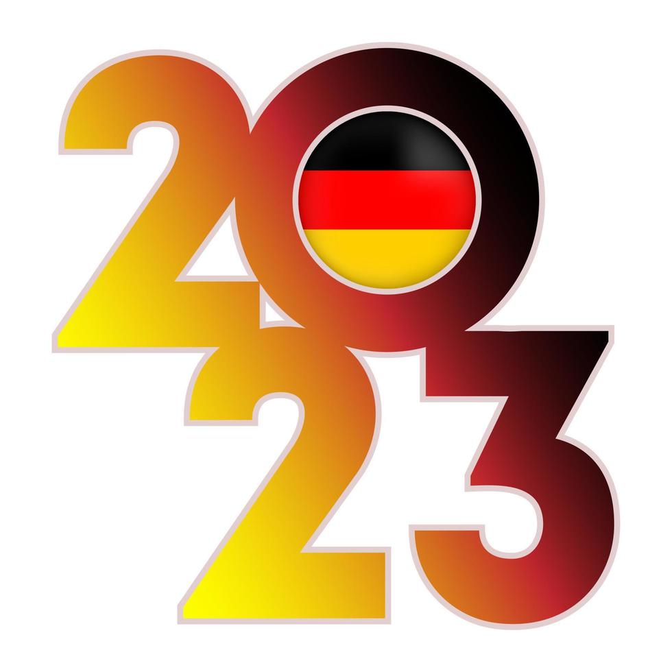 feliz año nuevo 2023 pancarta con bandera de alemania dentro. ilustración vectorial vector