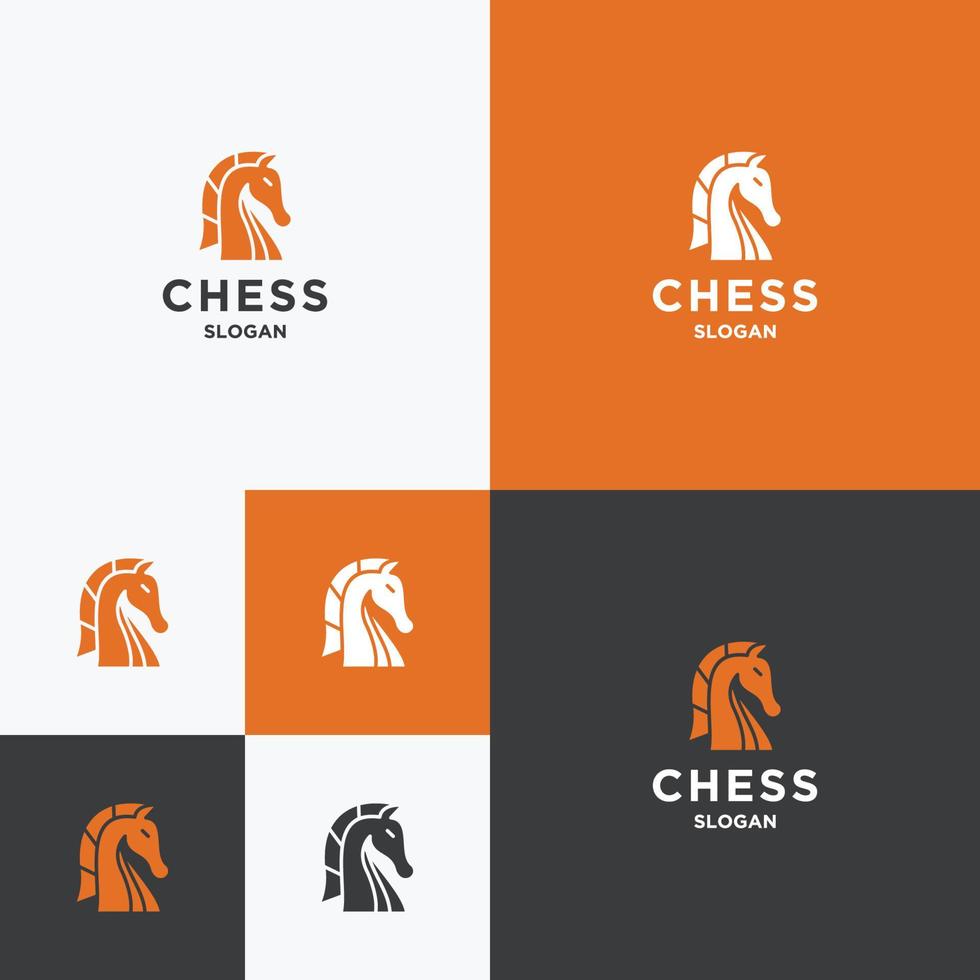 Chess logo icon flat design template vector