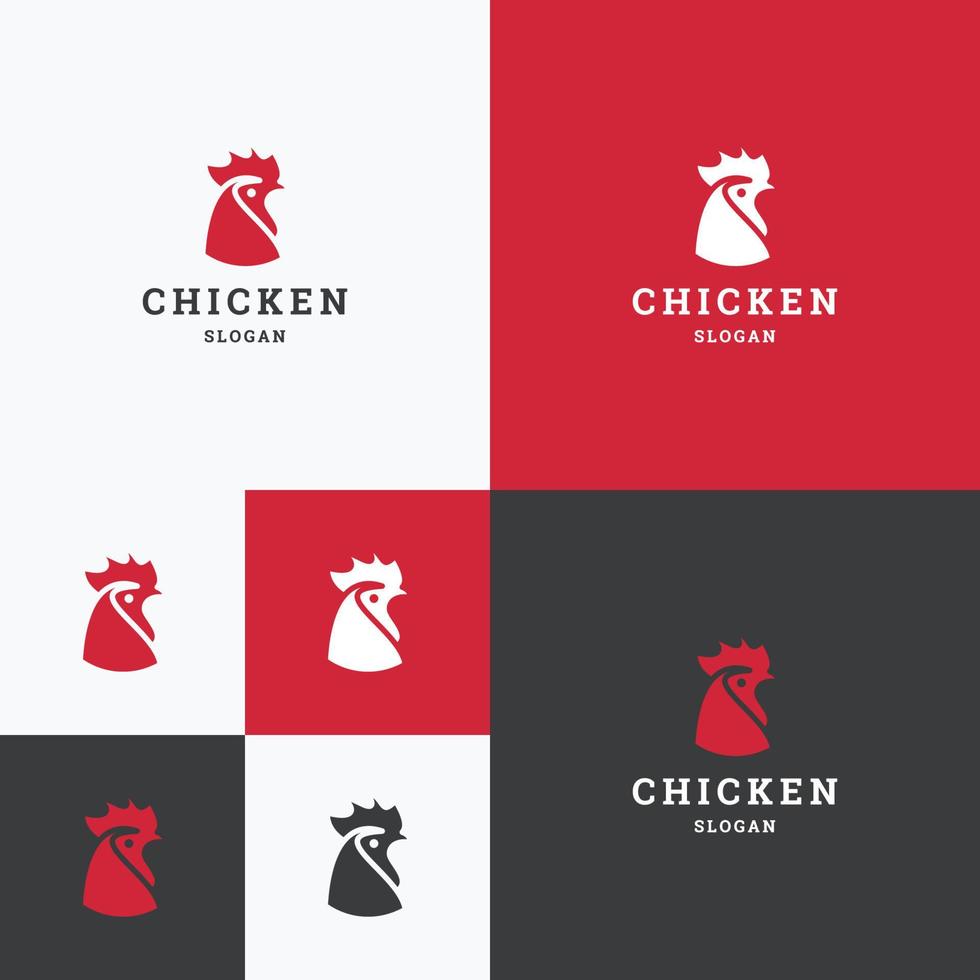 Chicken logo icon flat design template vector