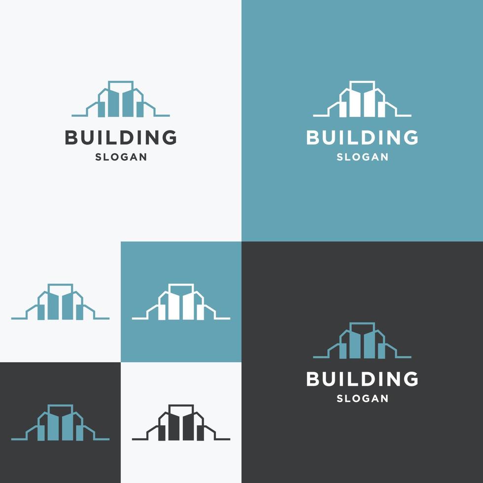 Building logo icon flat design template vector