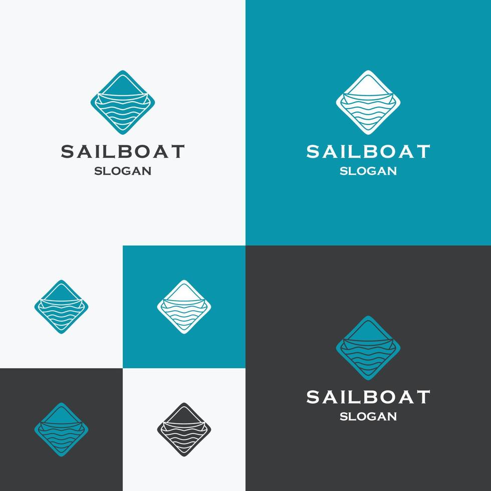 Sailboat logo icon flat design template vector