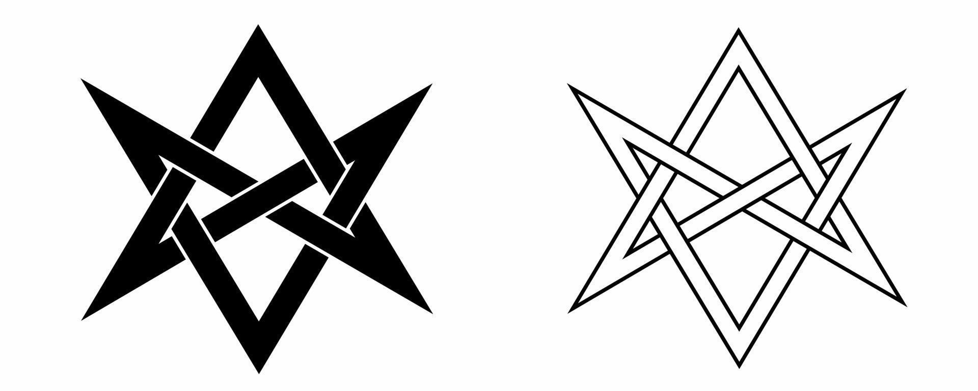 conjunto de signos de hexagrama unicursal aislado sobre fondo blanco vector