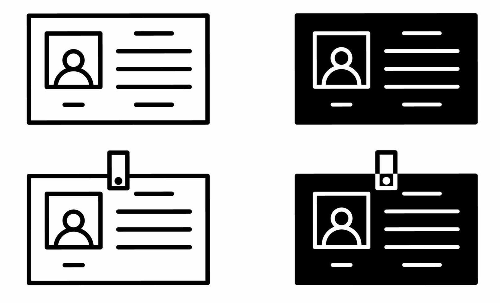 id card icon set isolated on white background vector