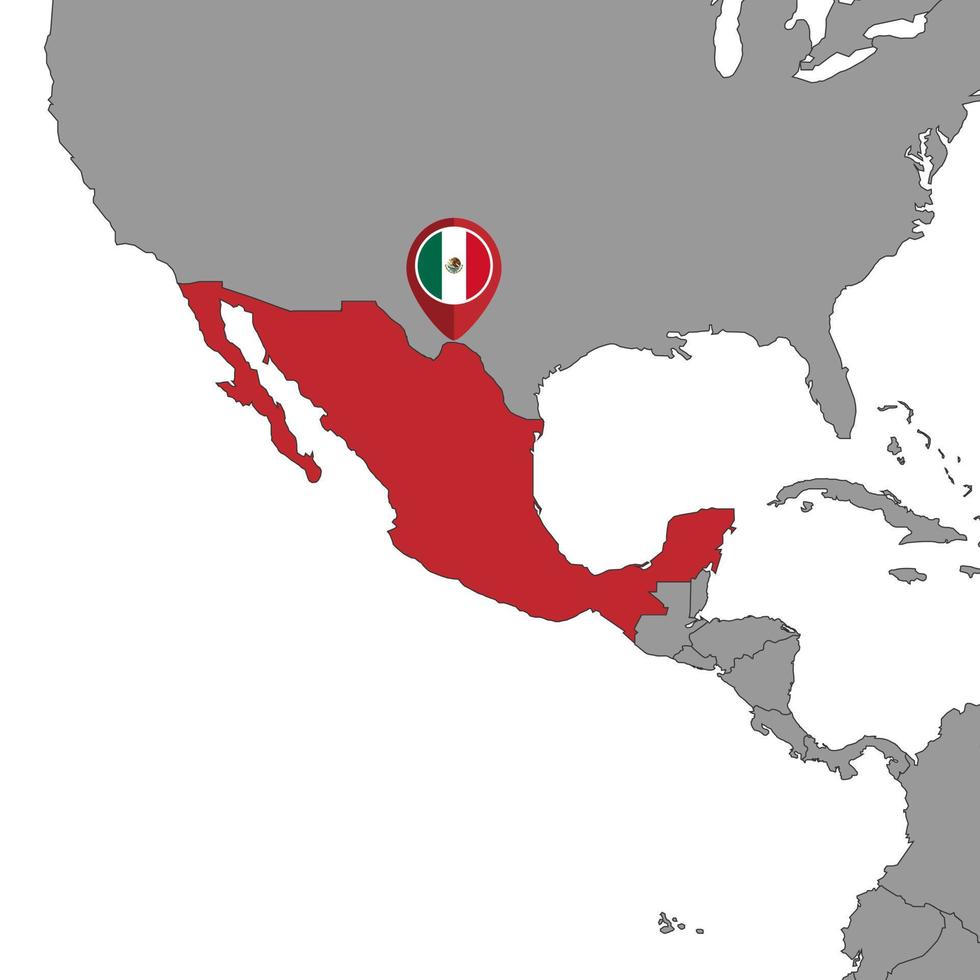 Pin map with Mexico flag on world map.Vector illustration. vector