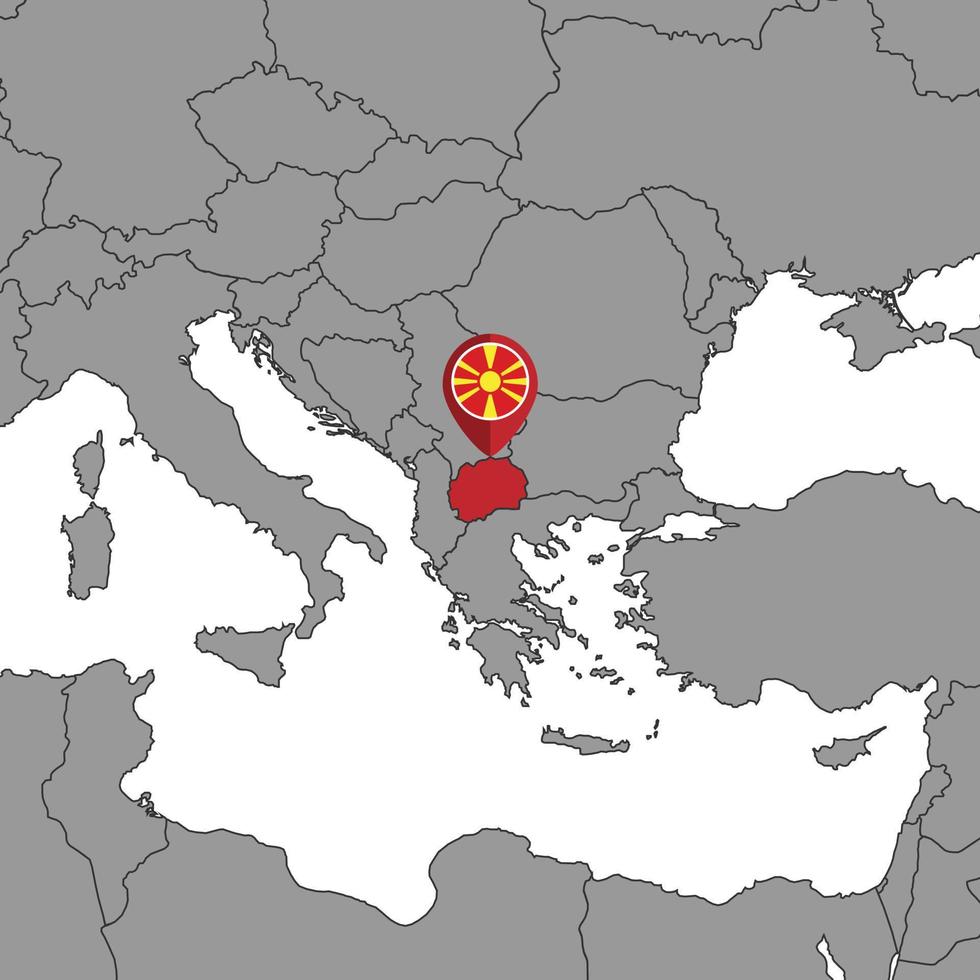 Pin map with North Macedonia flag on world map. Vector illustration. 14393472 Vector Art at Vecteezy