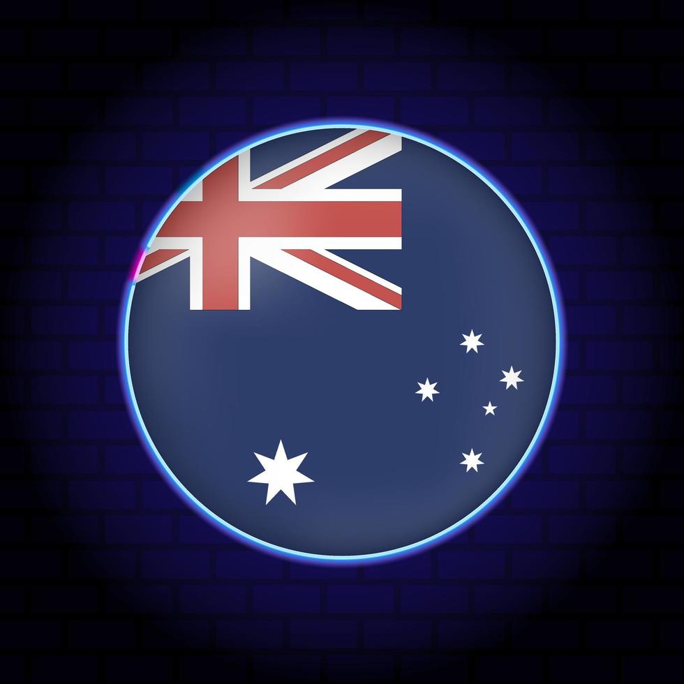 Neon Australia flag. Vector illustration.