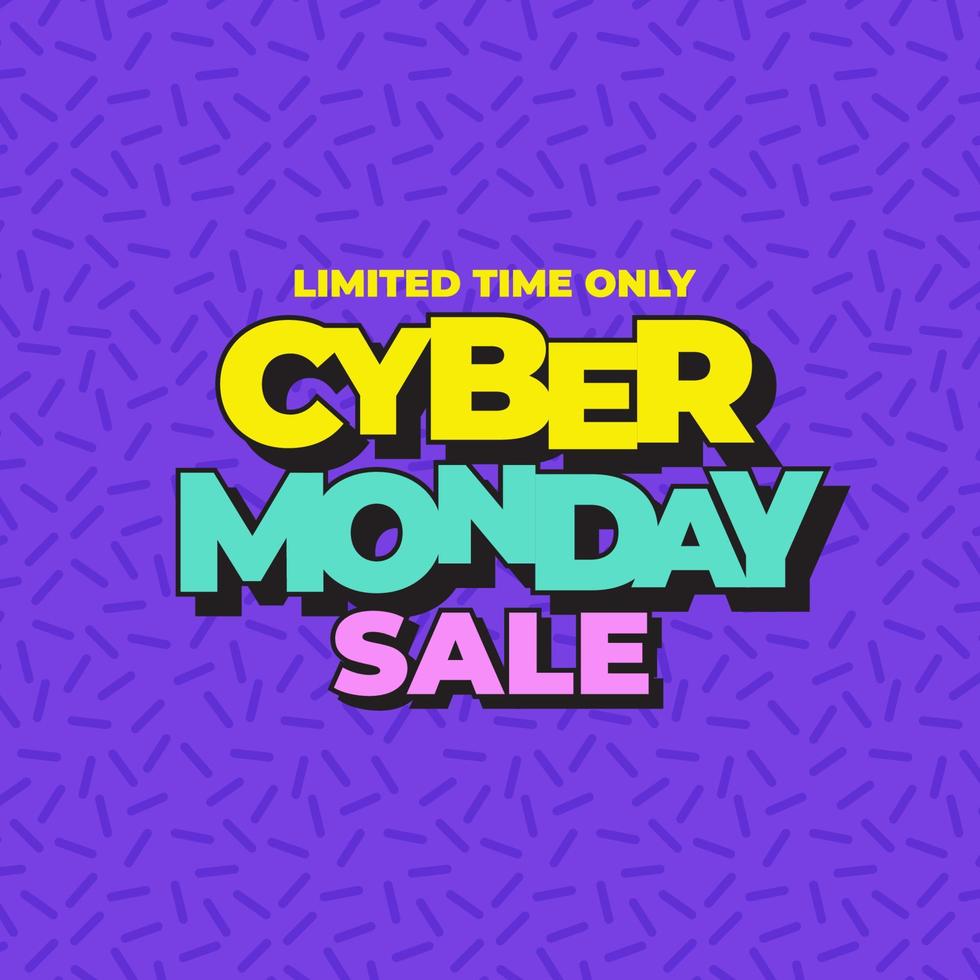 Cyber monday sale banner vector illustration wit retro style 90's design for media promotion and social media business