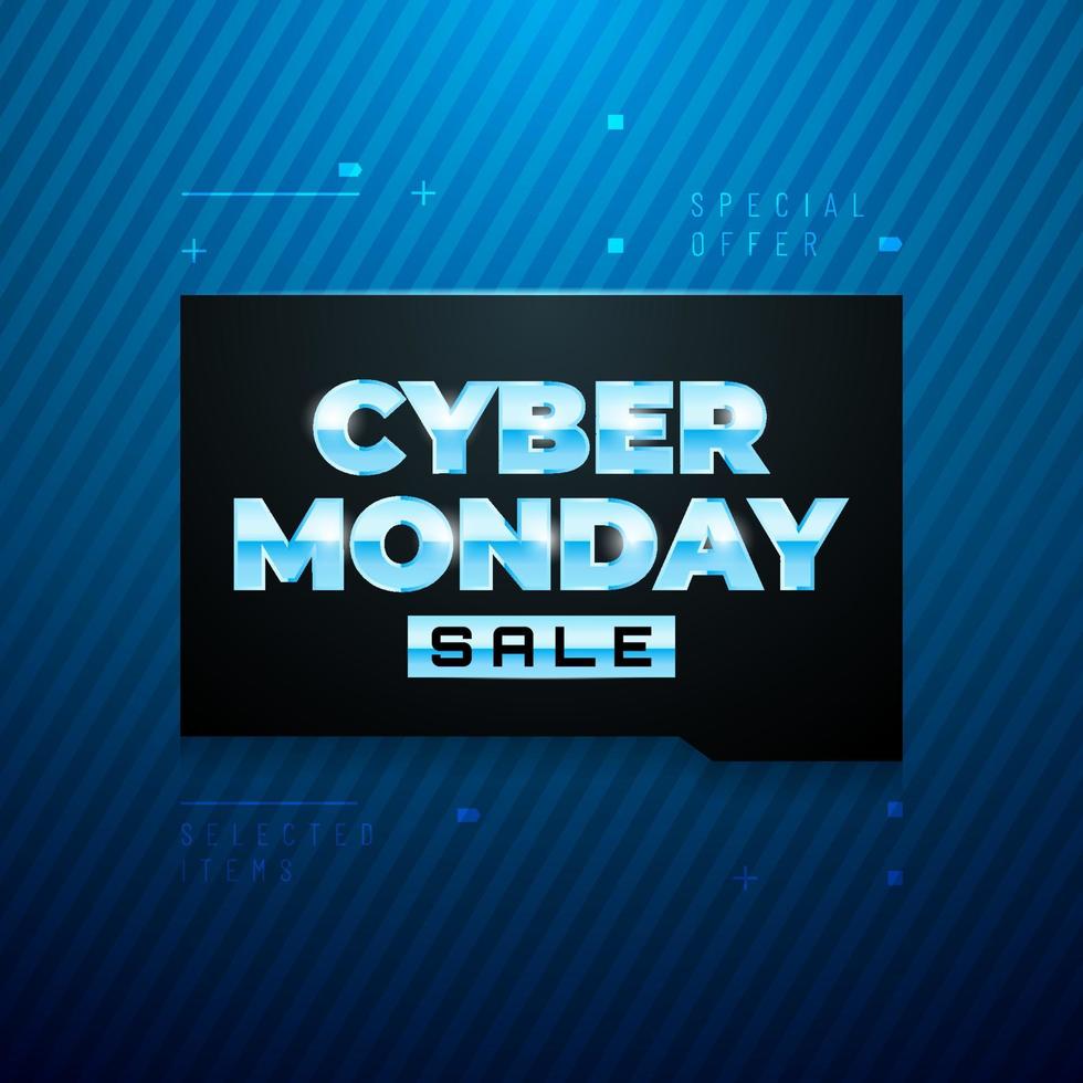 Cyber monday sale banner, gradient background vector illustration for discount event promotional product web banner and social media post