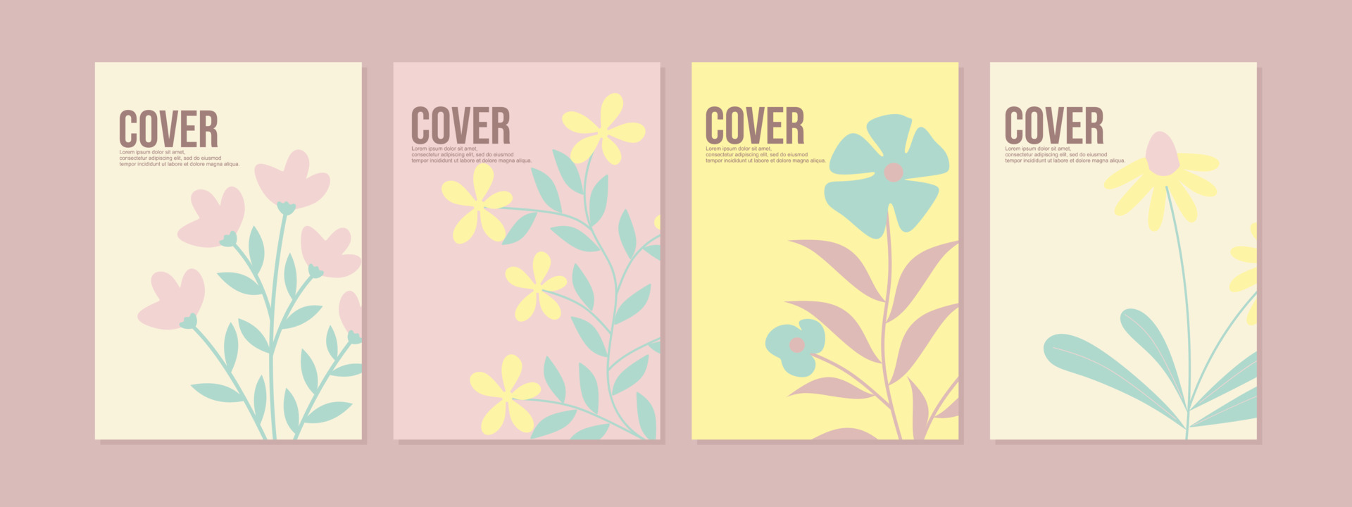 writing book cover design with hand drawn floral background. pastel color design. A4 size cover