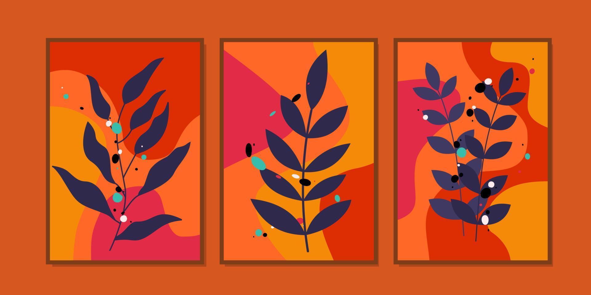 impresiones de carteles de arte de pared botánico abstracto. diseño para decoración de paredes, interiores, impresiones, portada, catálogo vector