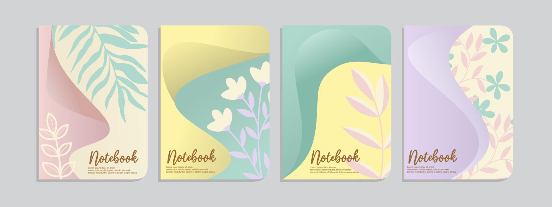 Layout for notebook cover, poster, banner, placard, brochure, annual report, card, flyer.abstract botanical design template.A4 size contains 4 designs vector