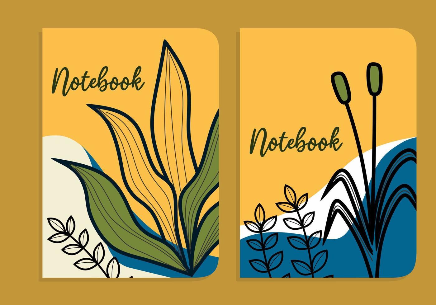 diseño de portada de cuaderno botánico abstracto en tamaño de diseño a4.fondo estético dibujado a mano.para cuadernos, planificadores, folletos, libros, catálogos. vector