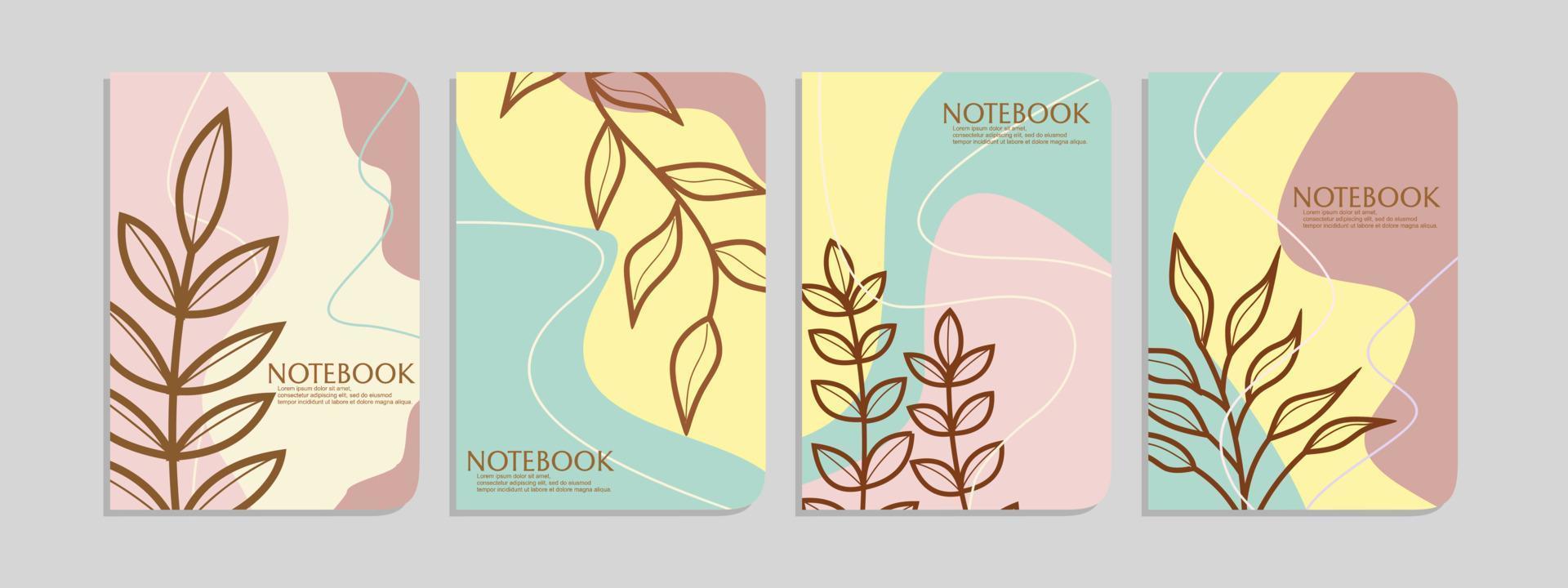 Layout for notebook cover, poster, banner, placard, brochure, annual report, card, flyer.abstract botanical design template.A4 size contains 4 designs vector