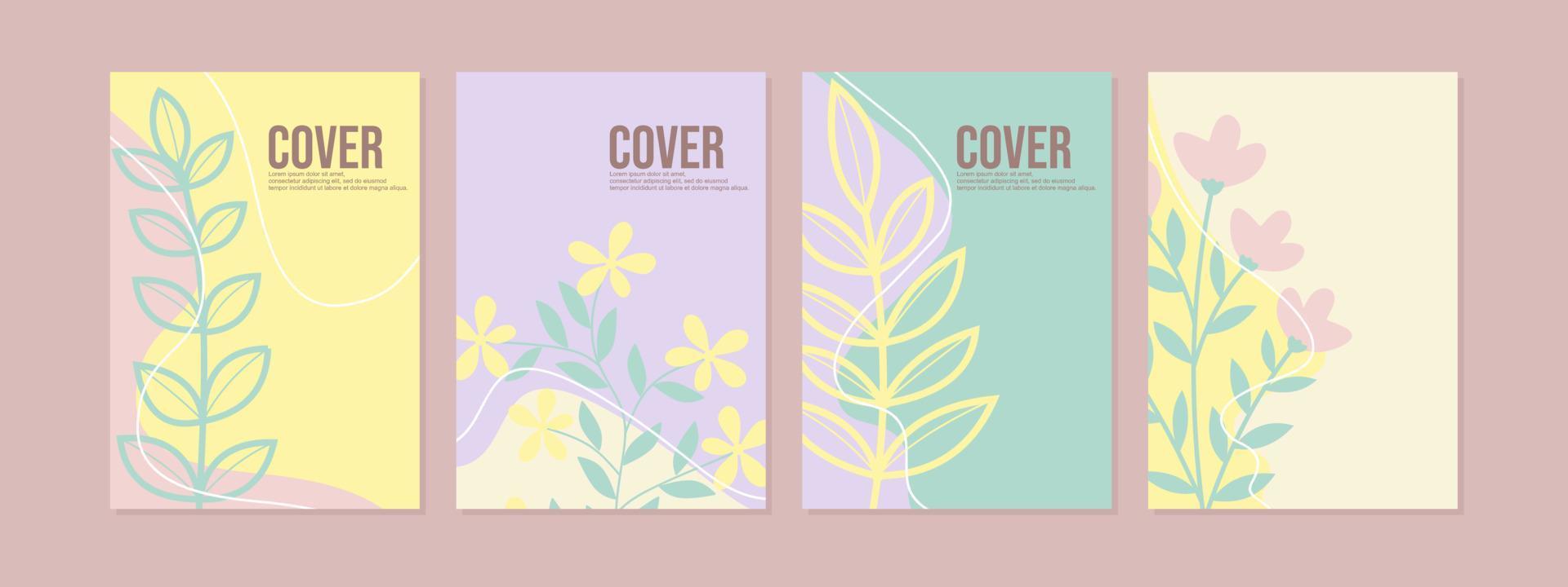 writing book cover design with hand drawn floral background. pastel color design. A4 size cover for books, journals, catalogs, posters, diaries vector