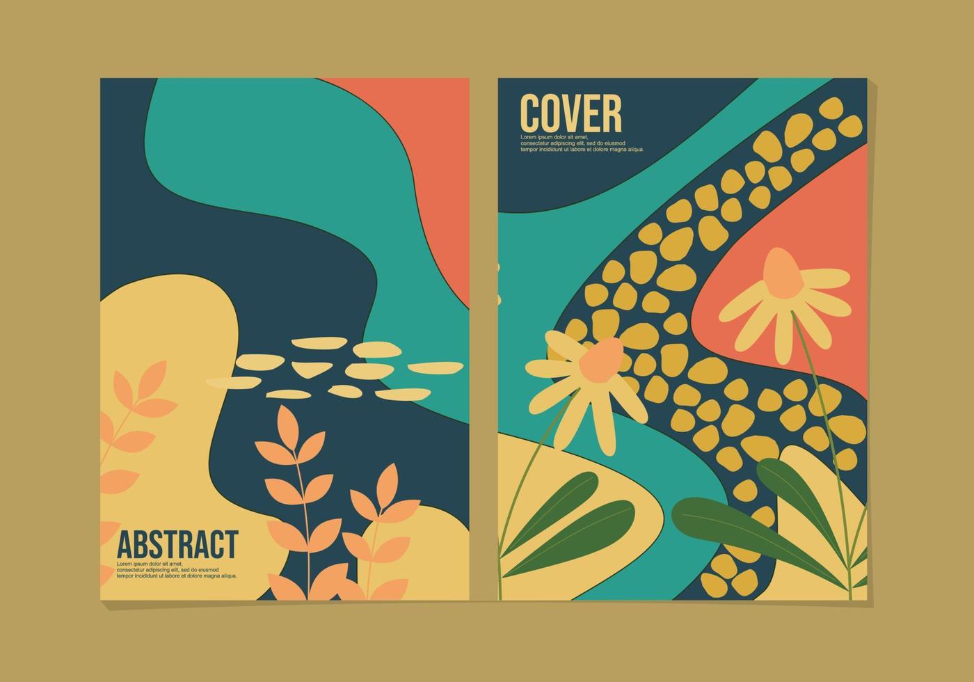 Layout for book cover, poster, banner, placard, brochure, annual report, card, flyer.abstract botanical design template.line art of flowers and leaves vector