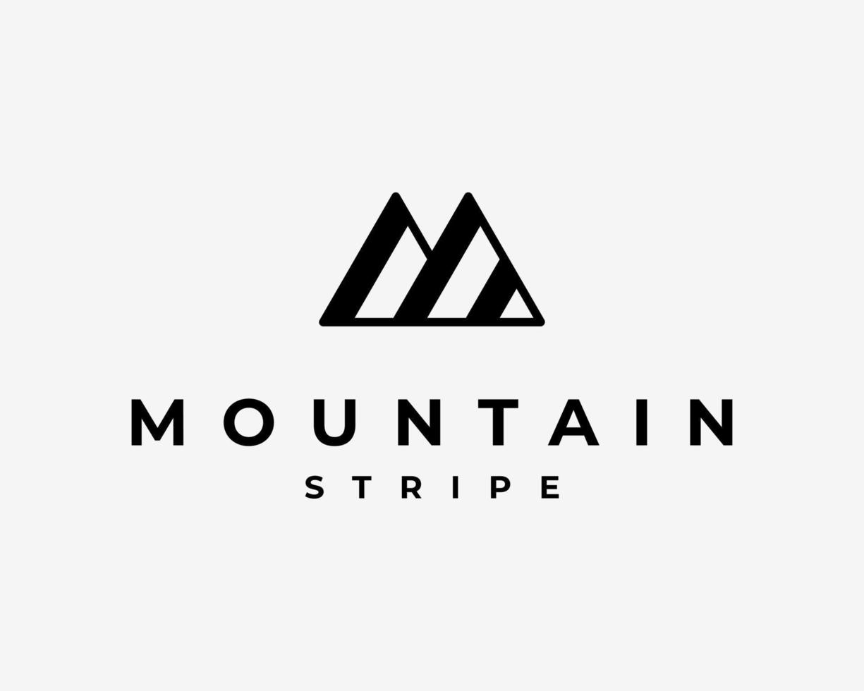 Simple Mountain Peak Rock Hill Line Stripe Silhouette Minimal Vector Logo Design