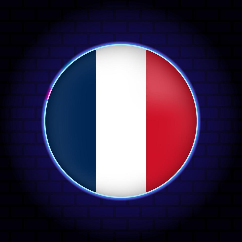 Neon France flag. Vector illustration.