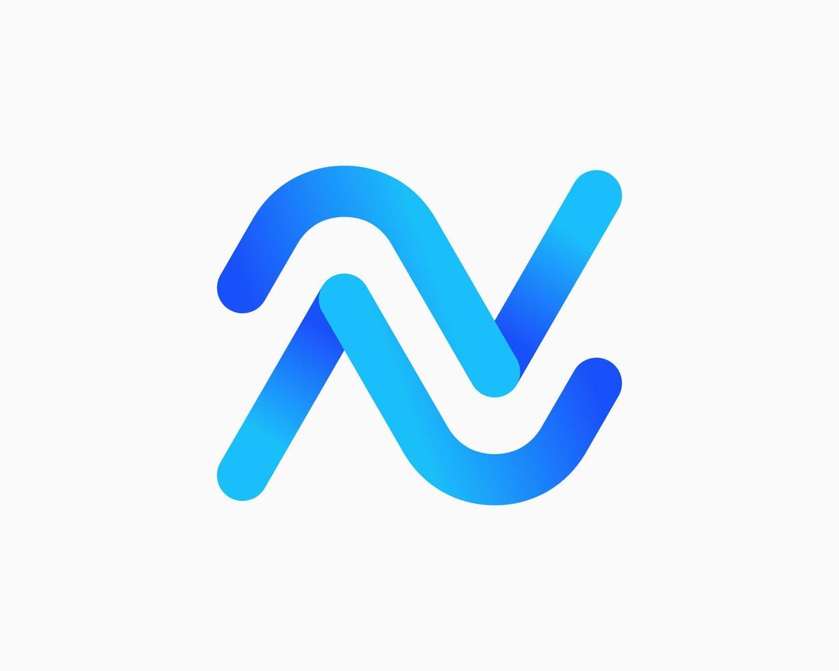 Letter N Colorful Gradient Line Rounded Linear Modern Curve Isolated Vector Logo Design