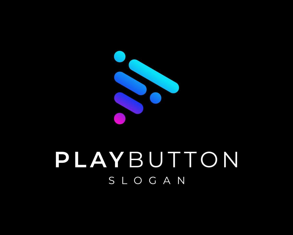 Play Button Video Player Media Technology Digital Dot Line Rounded Data Analysis Vector Logo Design