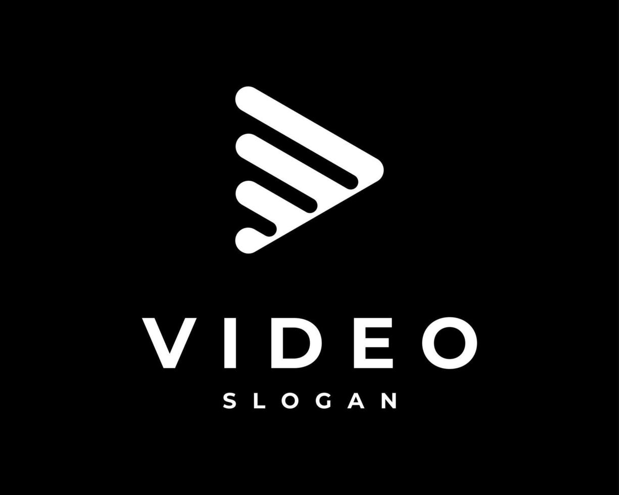 botón de reproducción botón de reproductor multimedia de vídeo línea contemporánea moderna diseño de logotipo de vector de banda redondeada