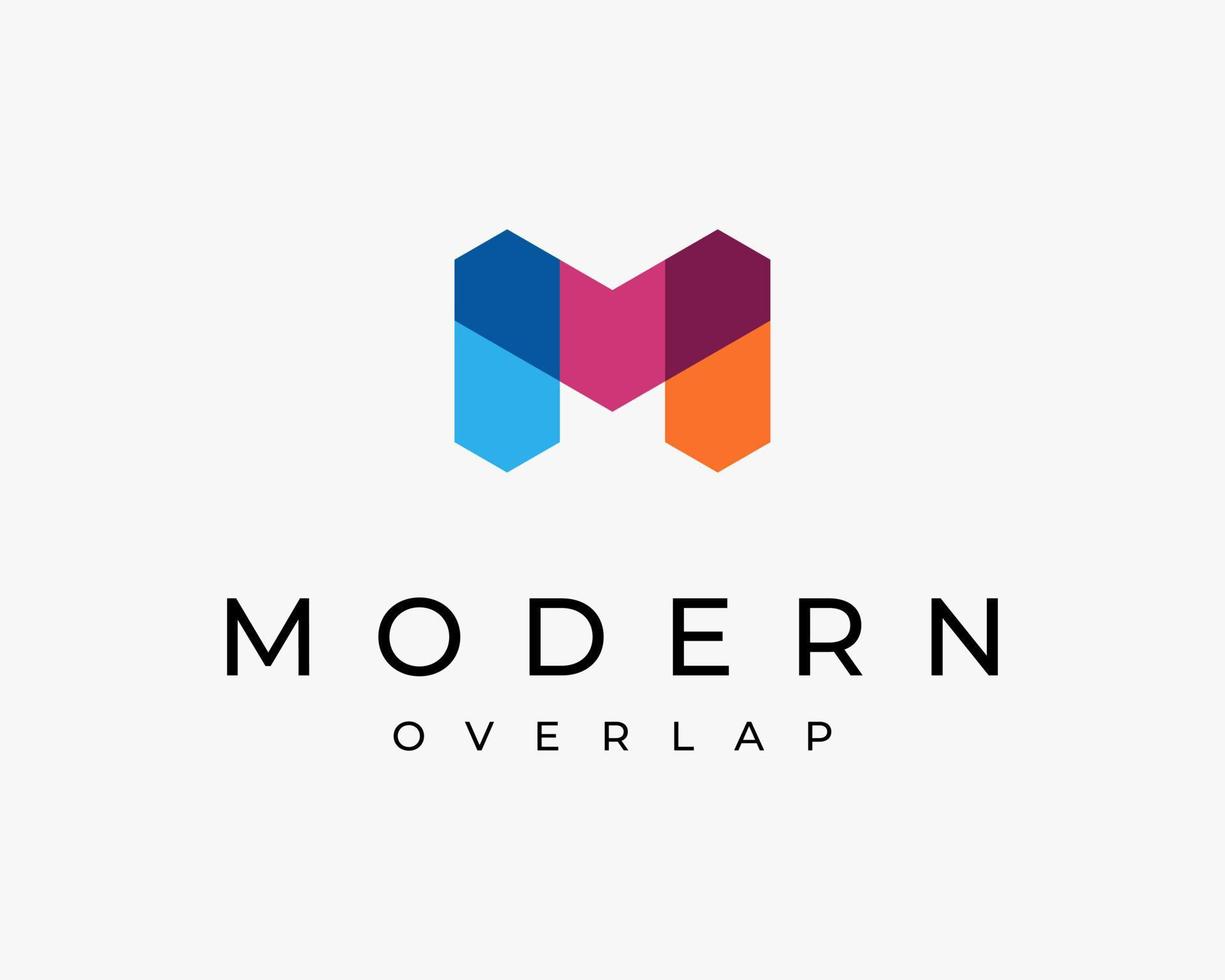 Letter M Monogram Overlap Colorful Overlapping Multicolor Geometric Modern Vector Logo Design