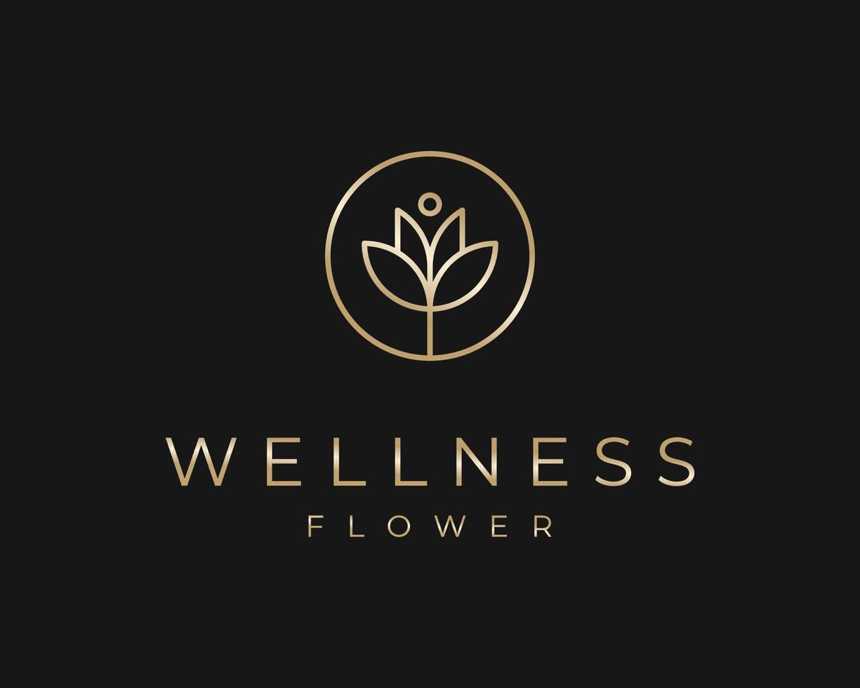 Lotus Flower Nature Floral Blossom Wellness Royal Gold Luxury Elegant Classy Vector Logo Design