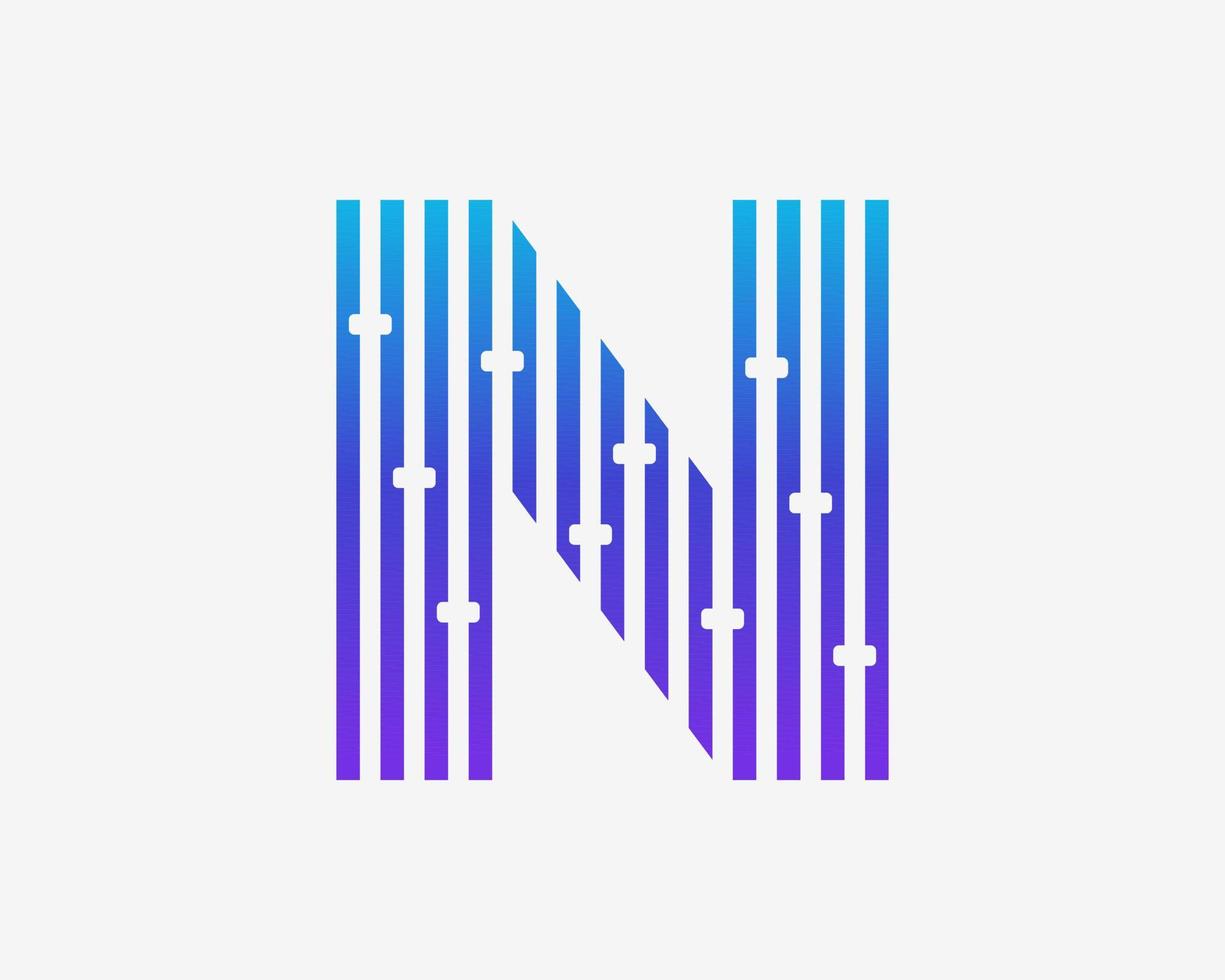 Letter N Sound Music Audio Equalizer Volume Voice Frequency Stereo Colorful Vector Logo Design