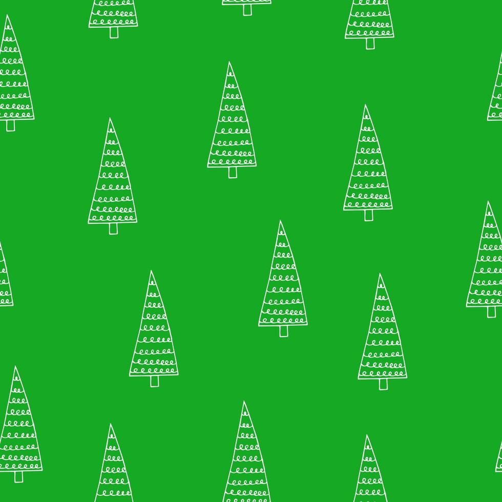 christmas tree seamless pattern hand drawn in doodle style. silhouette, simple, minimalism, monochrome, scandinavian. wallpaper, wrapping paper, textiles background vector