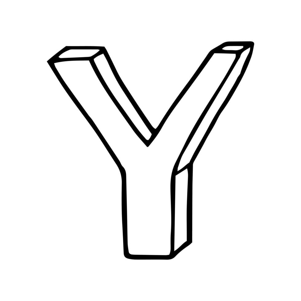letter Y hand drawn in doodle style. sketch,font, handwriting vector