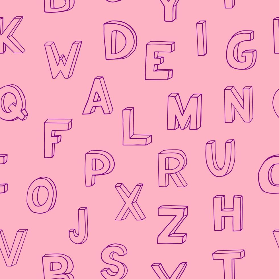 english alphabet kids seamless pattern hand drawn. . letters, written font vector