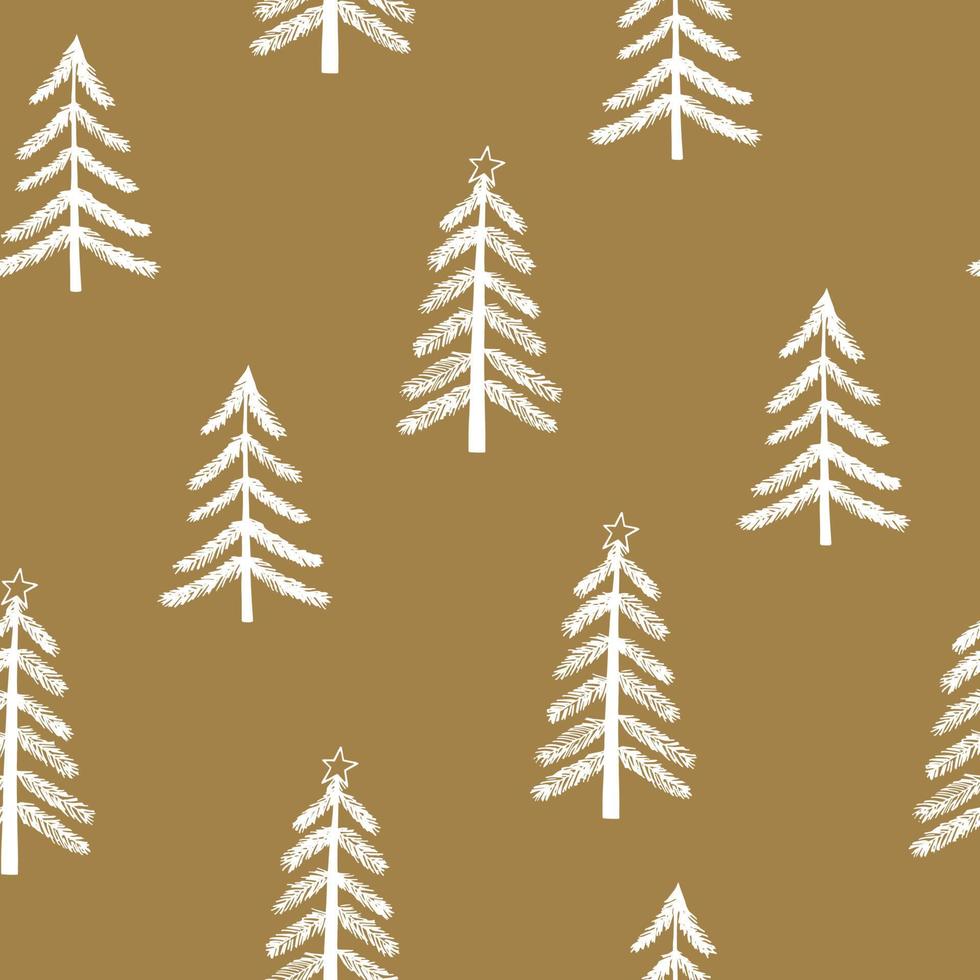 christmas tree seamless pattern hand drawn in doodle style. silhouette, simple, minimalism, monochrome, scandinavian. wallpaper, wrapping paper, textiles background vector