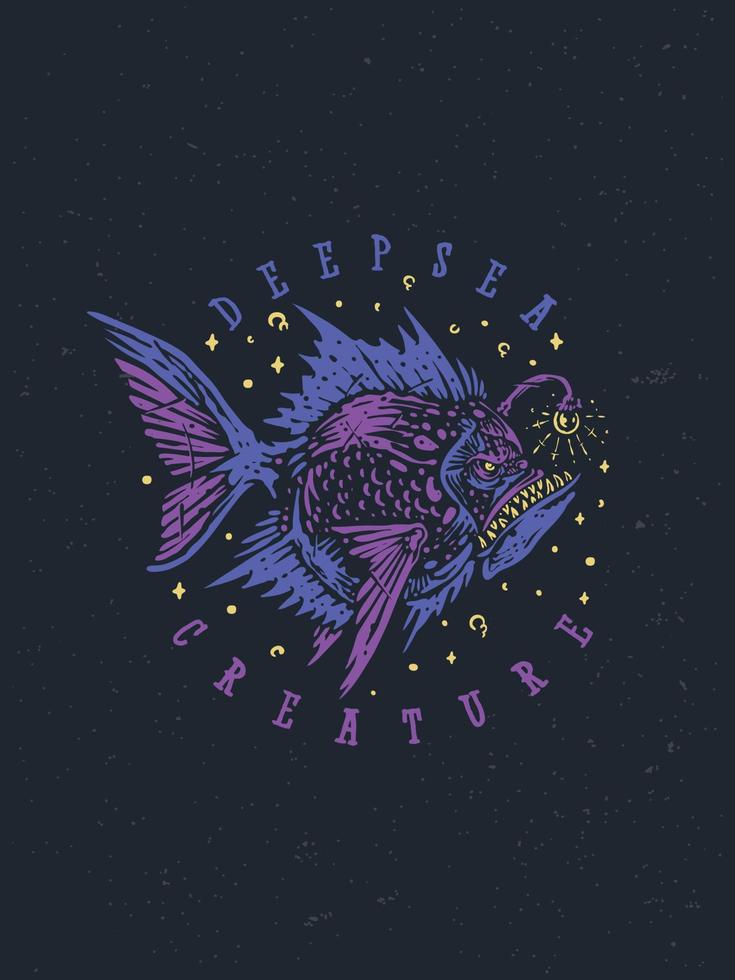 The deep sea creature vintage tattoo illustration vector