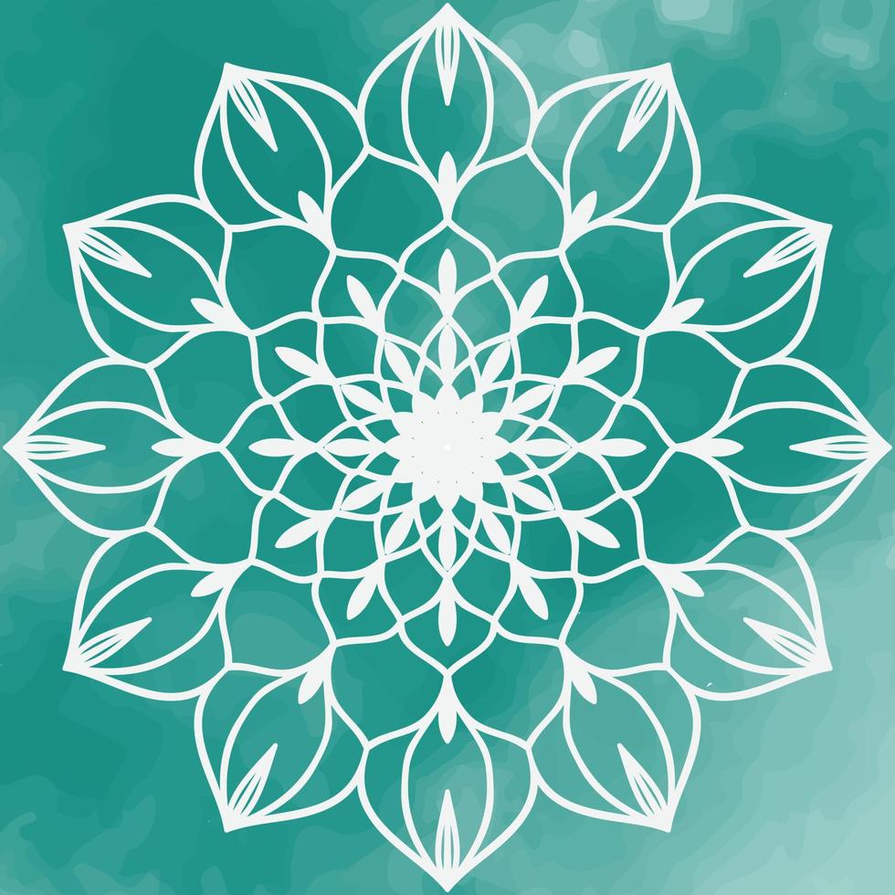 decoración de mandala con fondo de acuarela pastel vector