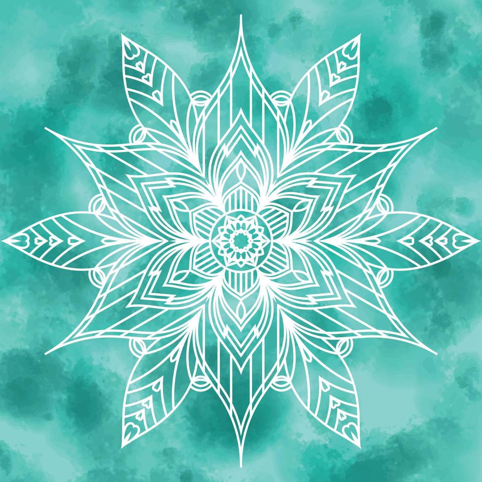 decoración de mandala con fondo de acuarela pastel vector