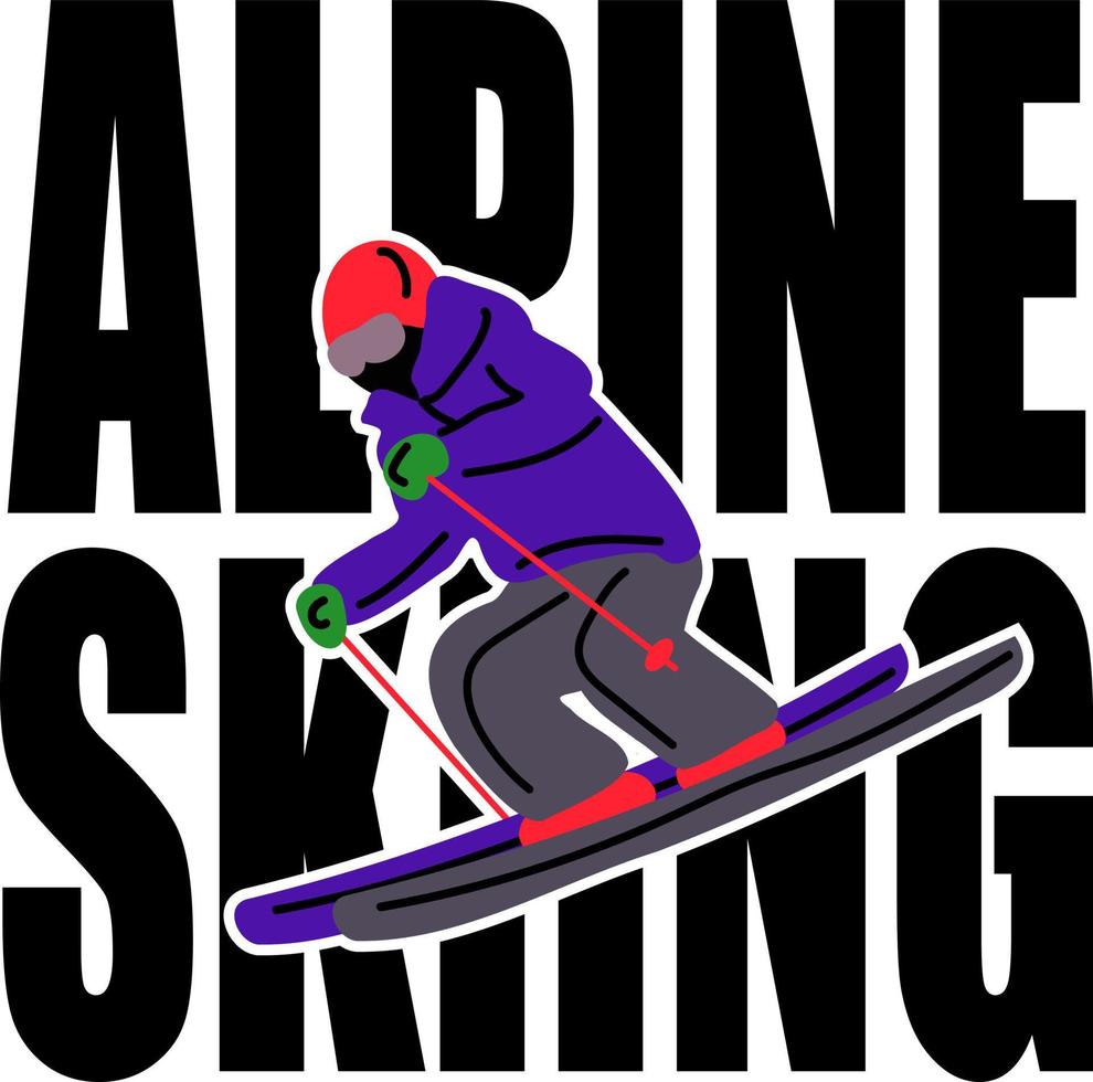 Alpine skiing, vector illustration.